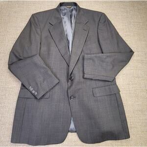 Vintage Stafford Executive Sport Coat Blazer Mens 46R Gray 100% Worsted Wool USA